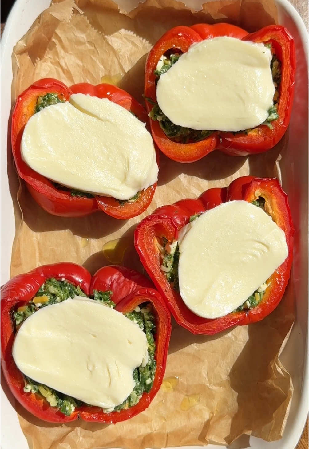Feta and Spinach Stuffed Peppers