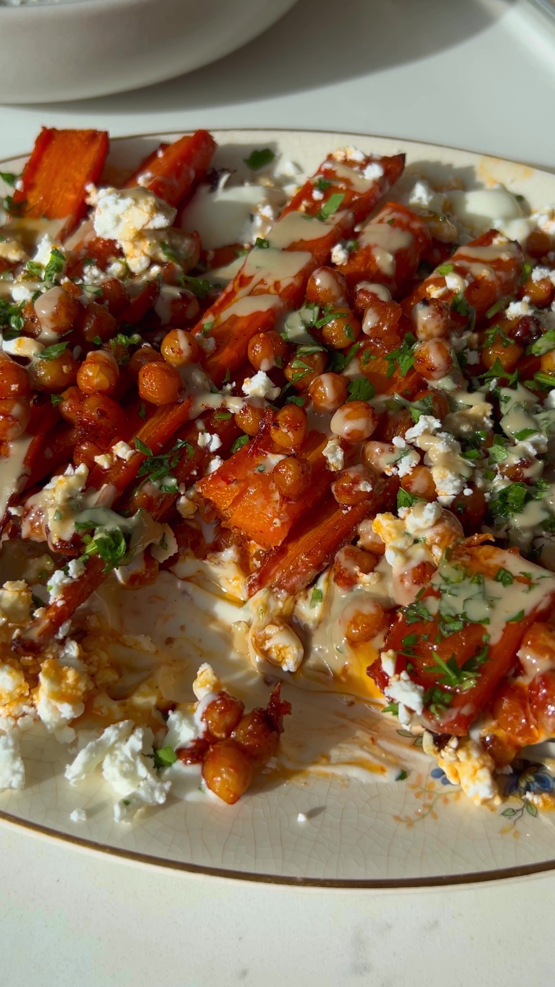 Crispy Harissa Roasted Carrots and Chickpeas